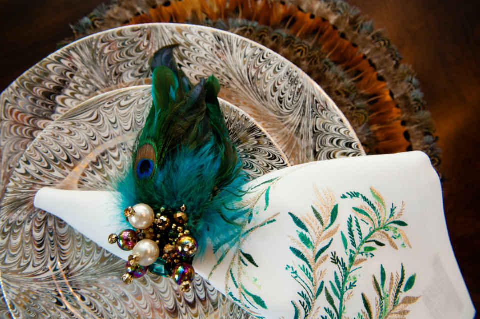 Peacock Dining Room Napkin Place Setting